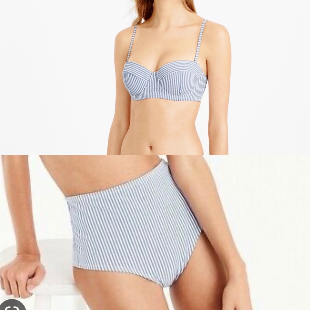 JCrew seersucker stripe Bikini- XS underwire top with high waisted bottom